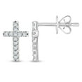 thumbnail image 3 of 0.12 CT. T.W. Round Cut Cross Diamond Stud Earrings in 14K Gold, 3 of 7