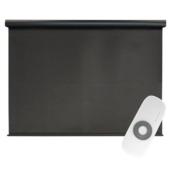 Rechargeable Motorized Outdoor Sun Shade With Protective Valance - Shale