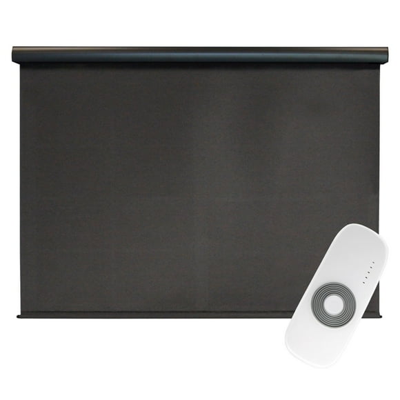 Rechargeable Motorized Outdoor Sun Shade With Protective Valance - Shale