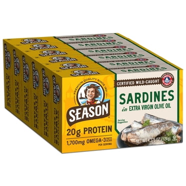 Season Brand Bone-In Sardines in EVOO, 4.375 oz., 6 pk.