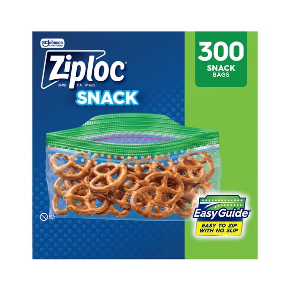Ziploc Brand Snack Bags with EasyGuide Texture, Grip ’n Seal Technology, 300 ct.
