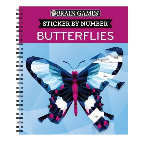 Brain Games - Sticker by Number: Butterflies by Brain Games, Spiral Bound