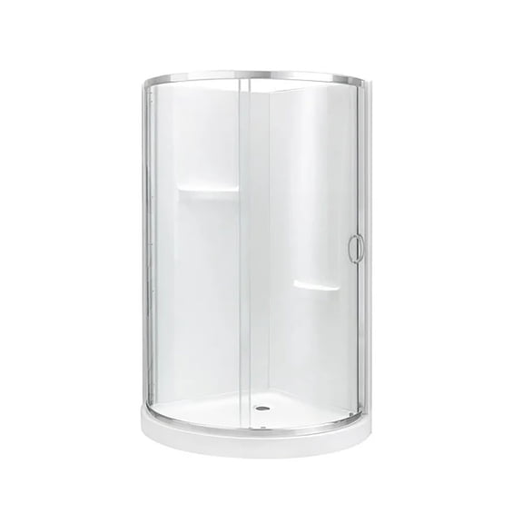 Breeze 36” x 36” x 77” Corner Shower Kit with Clear Glass, Walls, Base and Hardware