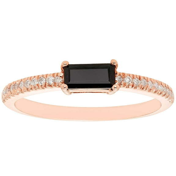 Baguette Cut Gemstone and 0.10 CT. T.W. Diamond Ring in 14K Gold