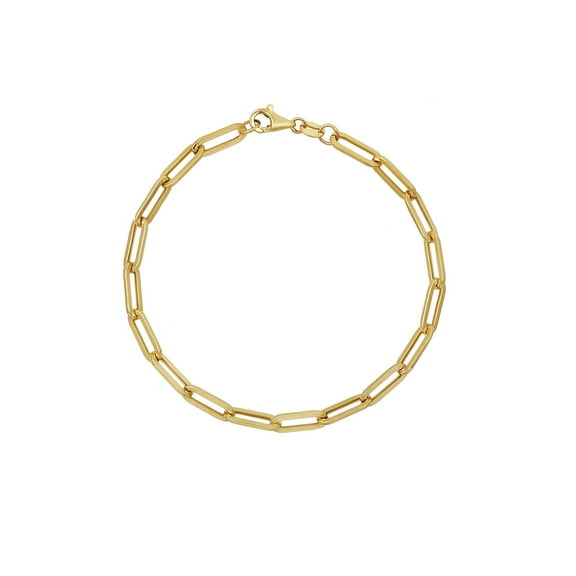 High-Polish Paperclip Chain Bracelet in 14K Yellow Gold
