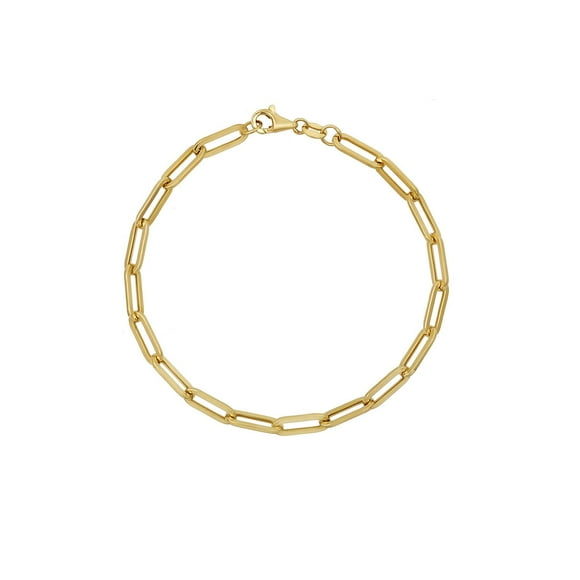 High-Polish Paperclip Chain Bracelet in 14K Yellow Gold