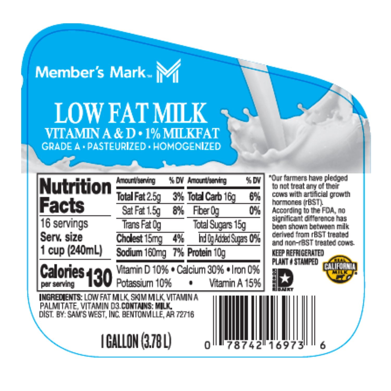 Member's Mark 1% Low Fat Milk 1 gal. - Samsclub.com