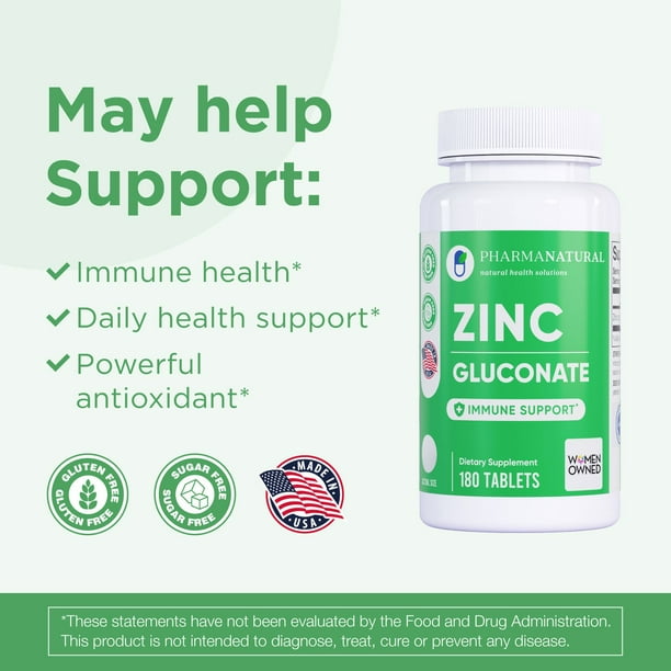 glutathione zinc gluconate Pharma Natural Zinc Gluconate 14 mg Immune Support Tablets, 180 ct