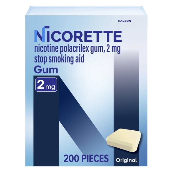 Nicorette Nicotine Gum, 2 mg, Original Flavored Stop Smoking Aid, 200 ct.