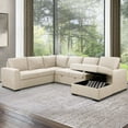 thumbnail image 2 of Dylan Stain-Resistant Fabric 6 Seat Storage Sectional With Pullout Bed, Assorted Colors, 2 of 10
