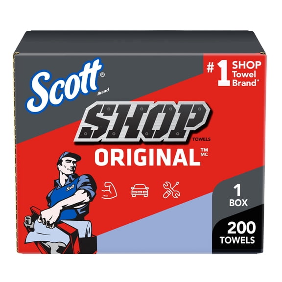 Scott Shop Towels Original, Pop-Up Dispenser Box 200 Sheets/Box
