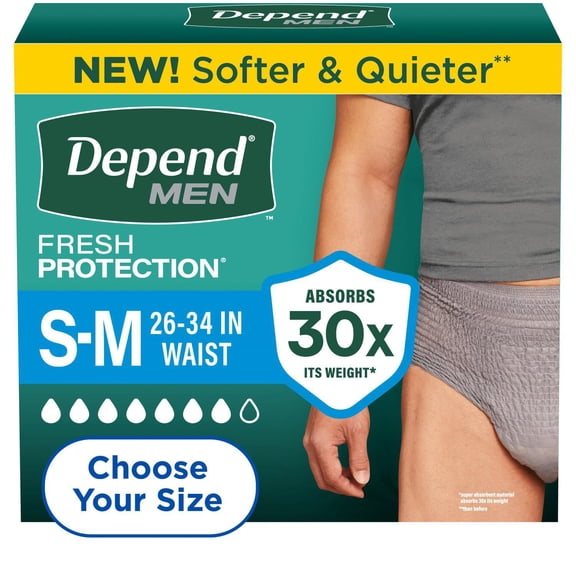 Depend Fresh Protection Incontinence Underwear for Men, Choose Size