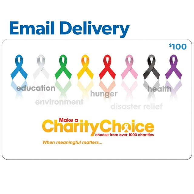 Charity Choice Email Delivery Gift Card, Various Amounts