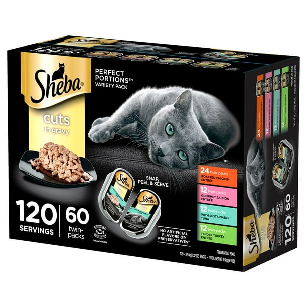Sheba Perfect Portions Wet Cat Food Trays Variety Pack, 60 ct