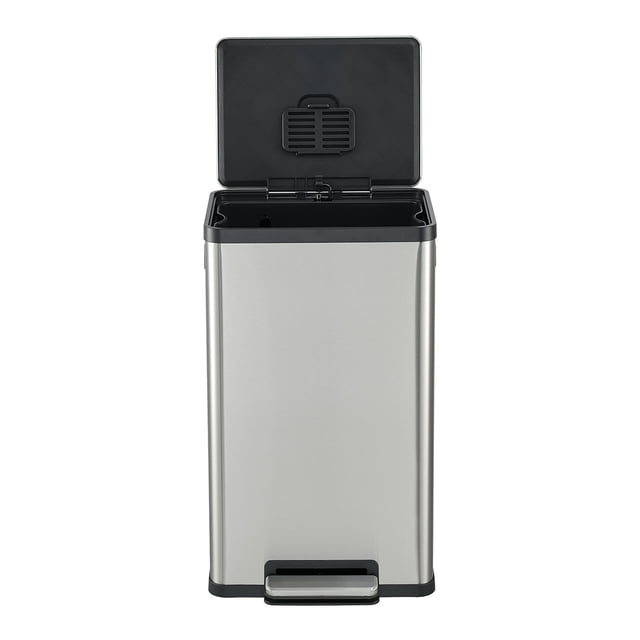 Simpli-Magic 50 Liter / 13.2 Gallon Step Trash Can with Soft-Close Lid, Hands-Free Foot Pedal, Built-In Odor Filter, Smudge Resistant Finish for Kitchen, Office, Dorm, Multiple Colors