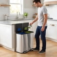 thumbnail image 7 of Simpli-Magic 80 Liter / 21 Gallon Dual Compartment Step Trash Can with Soft-Close Lid, Hands-Free Foot Pedal, Built-In Odor Filter, Silver Recycling Bin (40L plus 40L), 7 of 9