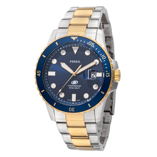 Fossil Blue Dive Three-Hand Date Two-Tone Bracelet Watch  display picture 1
