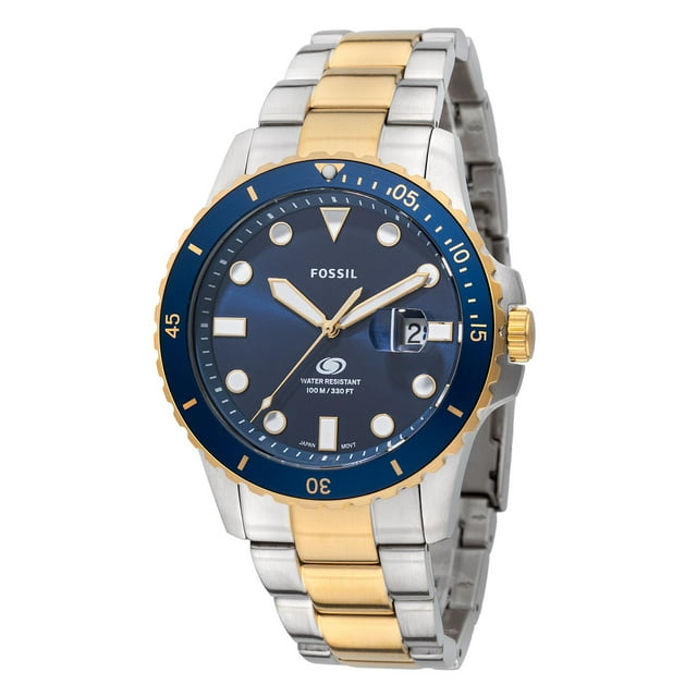 Fossil Blue Dive Three-Hand Date Two-Tone Bracelet Watch