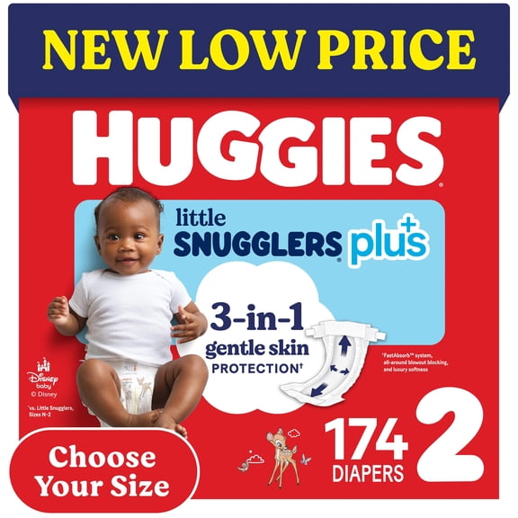 Huggies Little Snugglers Plus Baby Diapers, Size 1-2