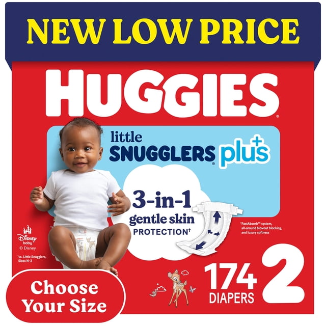 Huggies Little Snugglers Plus Baby Diapers, Size 1-2