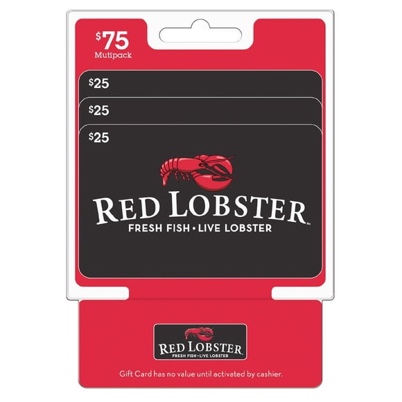 Red Lobster $75 Gift Card Multi-Pack, 3 x $25