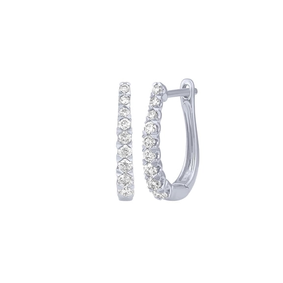 Round Cut Oval Shape Diamond Hoop Earrings in 14K Gold