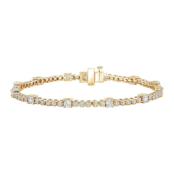 2.06 CT. T.W. Round Cut Alternating Diamond Tennis Bracelet in 14K Gold