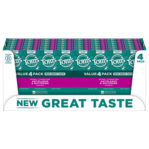 Tom's of Maine Fluoride-Free Antiplaque & Whitening Toothpaste, 4.5 oz., 4 pk.