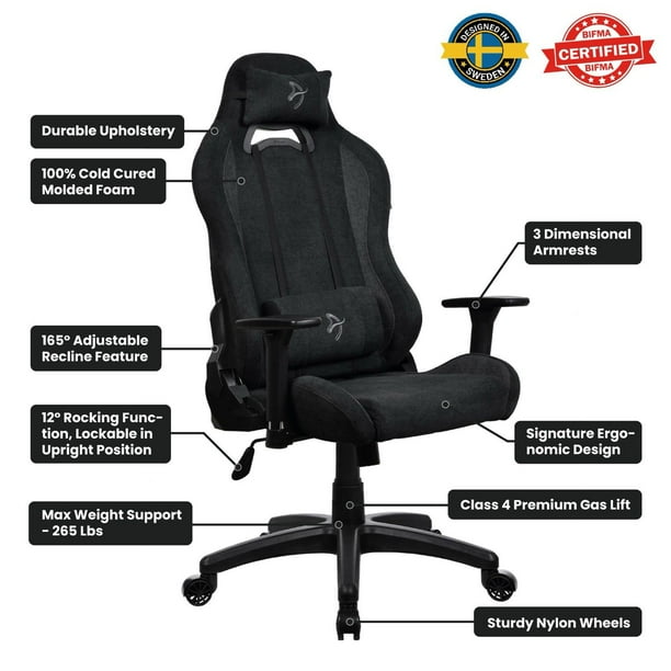 Arozzi Torretta Soft Fabric Special Edition Gaming Chair, Dark