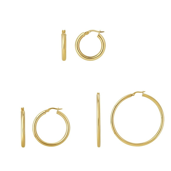 High Polish Hoop Earrings in 14K Gold