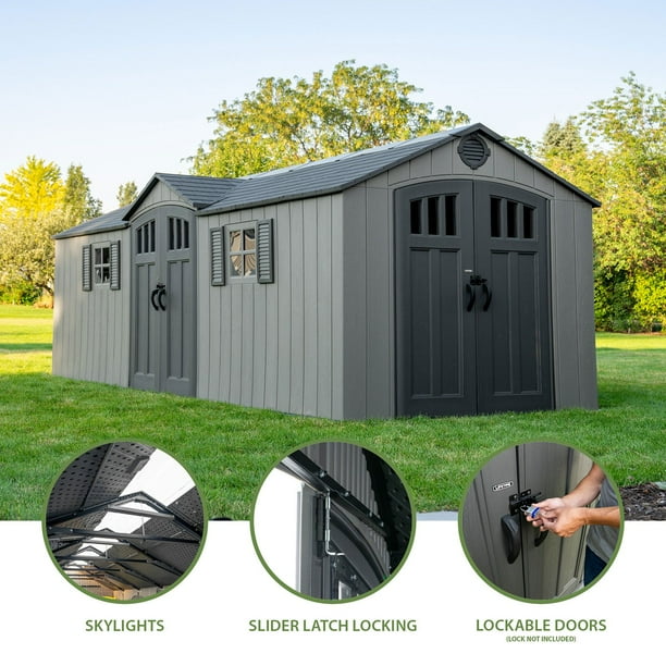Lifetime 20' x 8' Dual Entry Outdoor Storage Shed, Gray - Samsclub.com