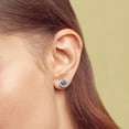 thumbnail image 4 of Round Cut Gemstone & 0.28 CT. T.W. Halo Diamond Stud Earrings in 14K Gold, 4 of 4