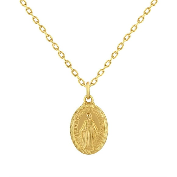 Virgin Mary Oval Pendant Necklace in 14K Gold