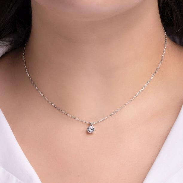 Set of Lab Created White Sapphire Pendants in Sterling Silver