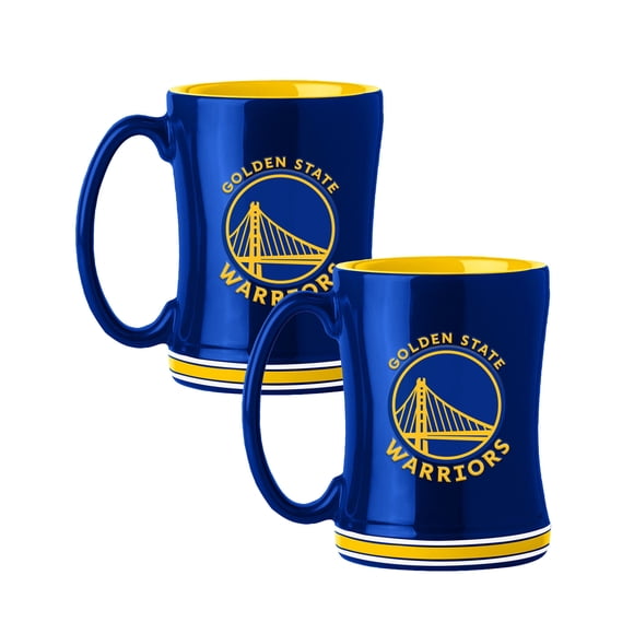 Logo Brands Golden State Warriors 14oz Relief Mug Set