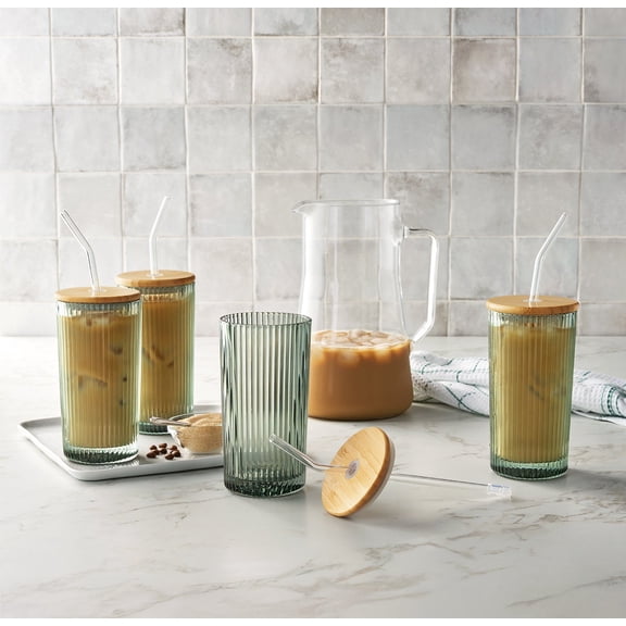 Member's Mark 4-Pack Glass Tumblers with Bamboo Lids