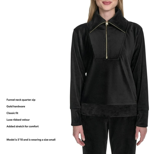 Halston Women's Velour Quarter-Zip Pullover - Samsclub.com