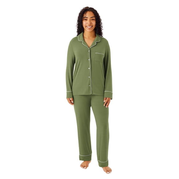 Dreammark Women's 2-Piece Notch Collar Pajama Set