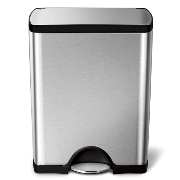 Simplehuman 13.2 Gal. Rectangular Step Trash Can, Brushed Stainless Steel