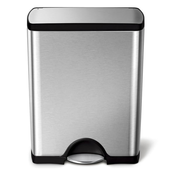 Simplehuman 13.2 Gal. Rectangular Step Trash Can, Brushed Stainless Steel
