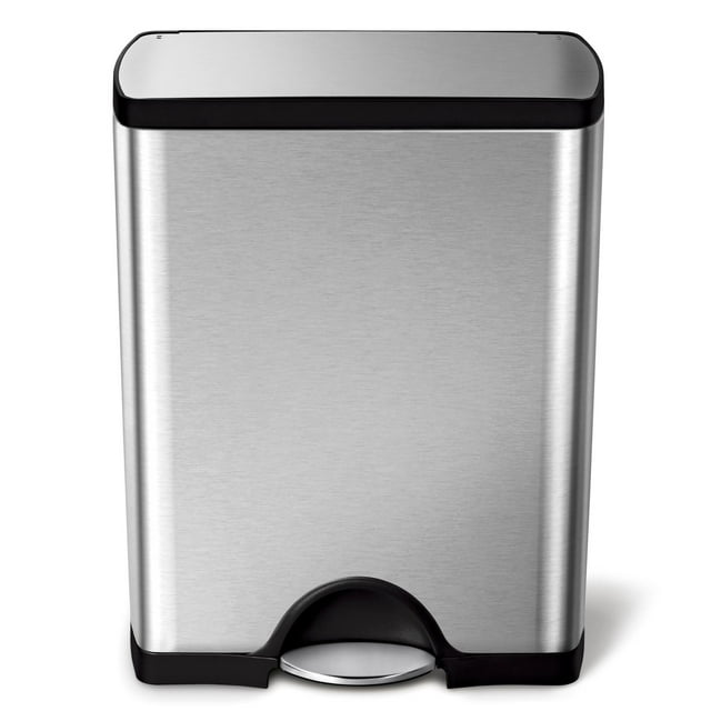 Simplehuman 13.2 Gal. Rectangular Step Trash Can, Brushed Stainless Steel