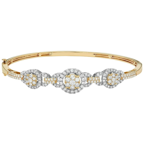 1.98 CT. T.W. Round Cut Diamond Bangle Bracelet in 14K Gold
