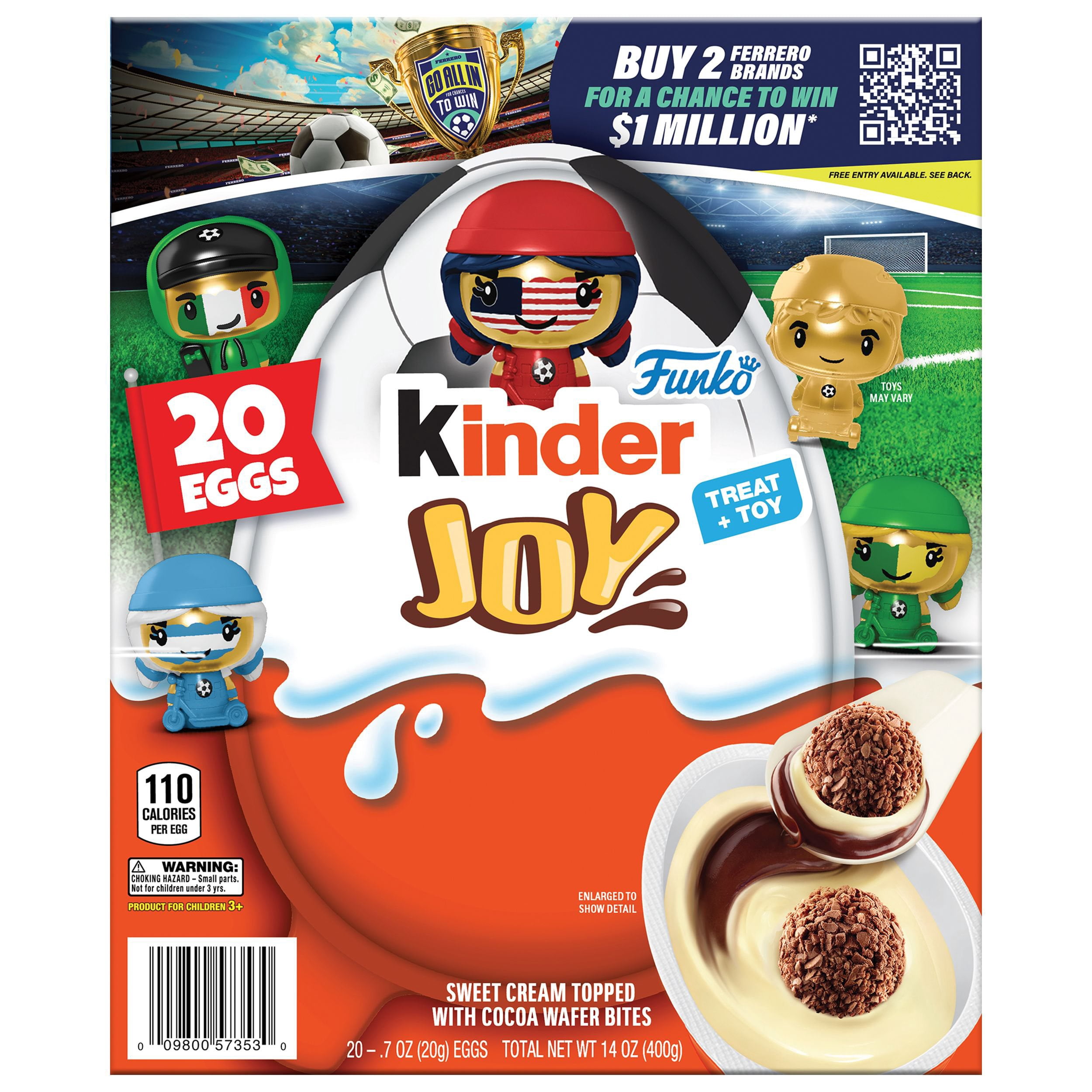 Kinder Joy Funko Pop Soccer Chocolate Surprise Egg, 0.7 oz., 20 ct.