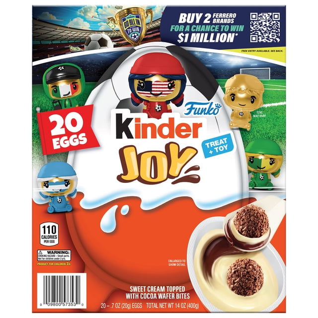 Kinder Joy Funko Pop Soccer Chocolate Surprise Egg, 0.7 oz., 20 ct.