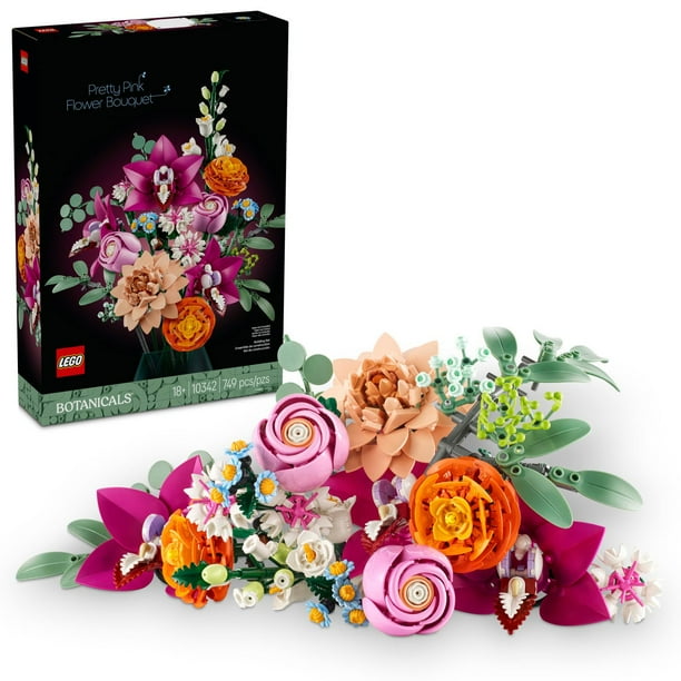 LEGO Botanicals Pretty Pink Flower Bouquet Building Set, 749 pcs