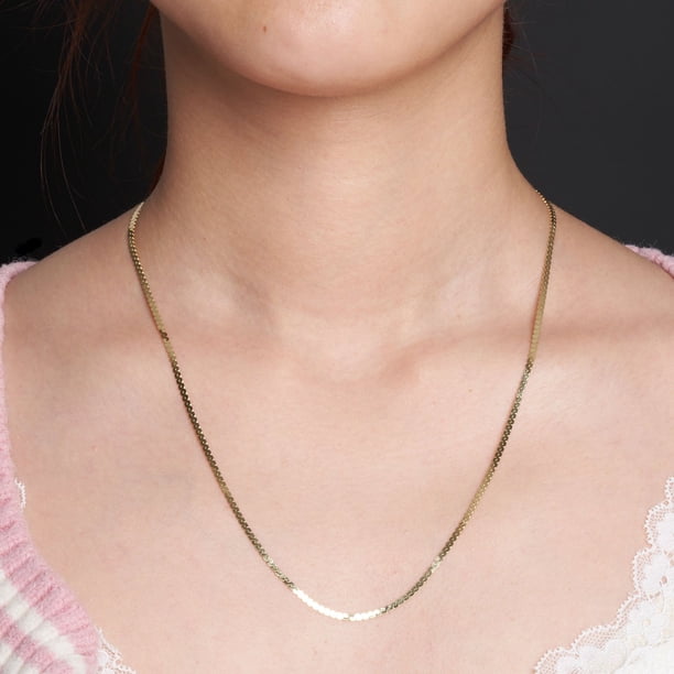 14k White Gold Round Box Link Necklace Pendant Chain 20 1.7mm