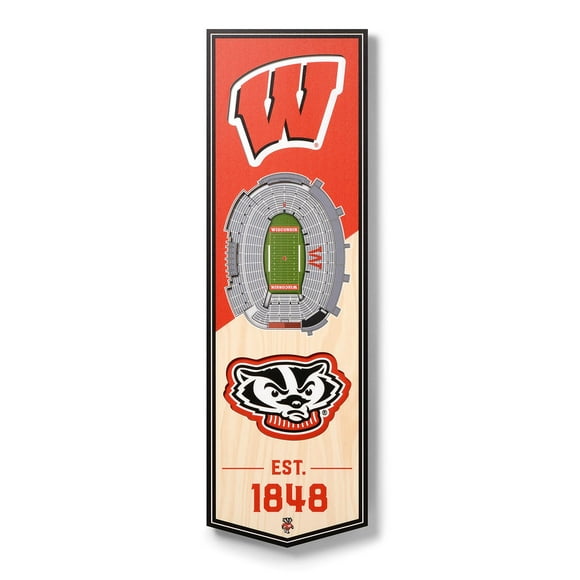 YouTheFan Wisconsin Badgers 6"x19" 3D Stadium View Banner