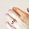 thumbnail image 3 of Round Cut 3 Stone Gemstone and 0.19 CT. T.W. Halo Diamond Ring in 14K Gold, 3 of 3