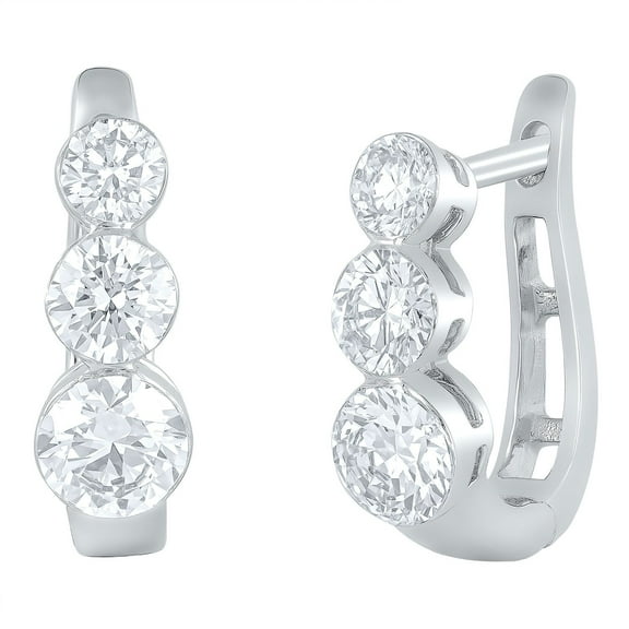 Lab Created Round Cut 1.96 CT. T.W. 3-Stone Floating Diamond Earrings in 18K Gold