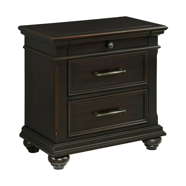 Brooks 3-Drawer Poplar Wood Nightstand With USB Ports, Choose Color
